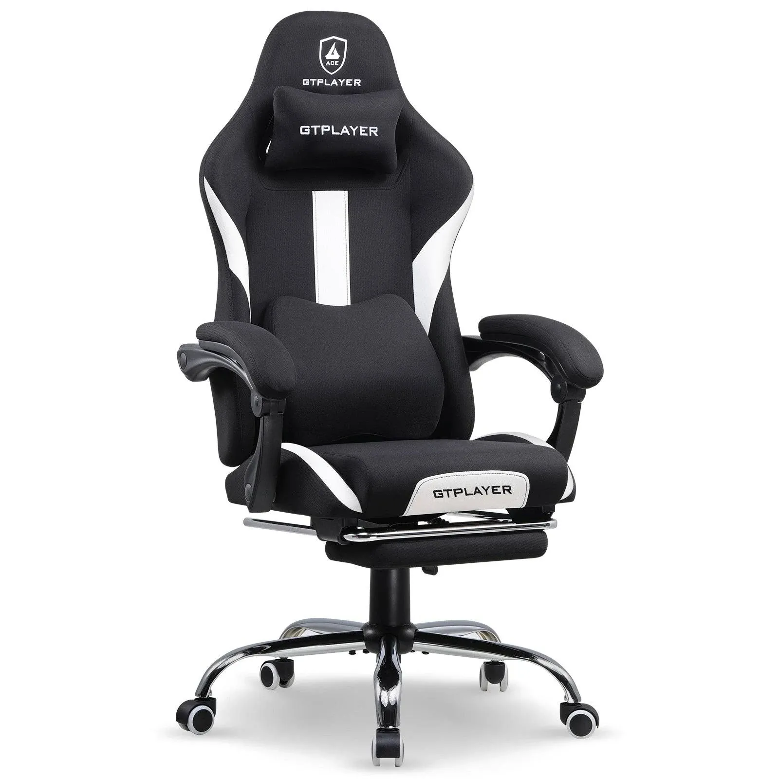 Gtplayer Gaming Chair with Pocket Spring Cushion,Memory Foam Lumbar Pillow ...