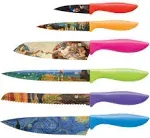 Masterpiece Knife Set in Gift Box - Cool gifts for Art Lovers - 6 Piece Color Chef's Knives Set - Gifts for Family, Kitchen Gifts for Chefs, Unique Wedding Presents for Him and Her, Housewarming Gifts