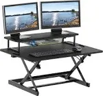 SHW 36-Inch Height Adjustable Standing Desk Sit to Stand Riser Converter Workstation Black