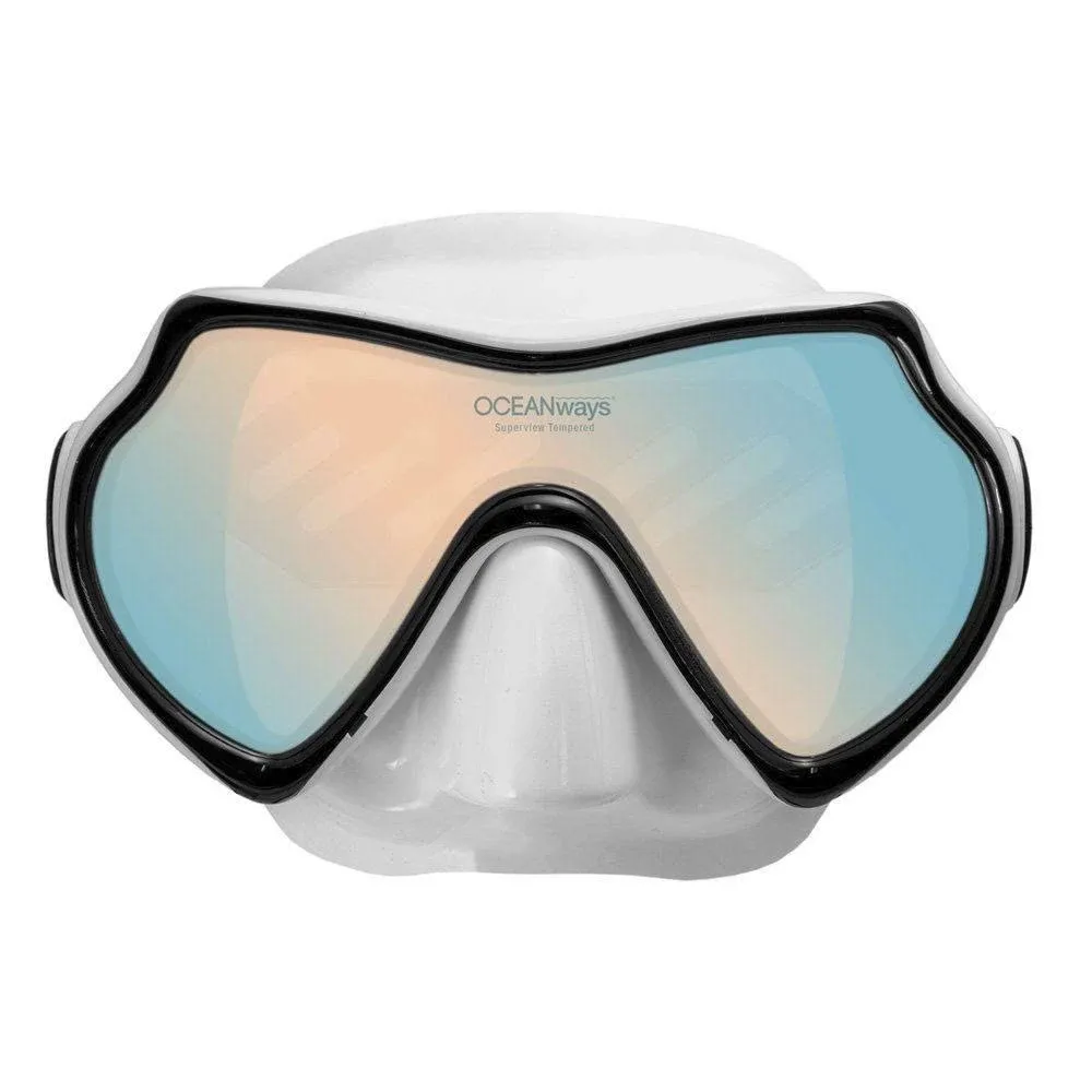 Oceanways SuperView HD Dive Mask | Single Lens - White