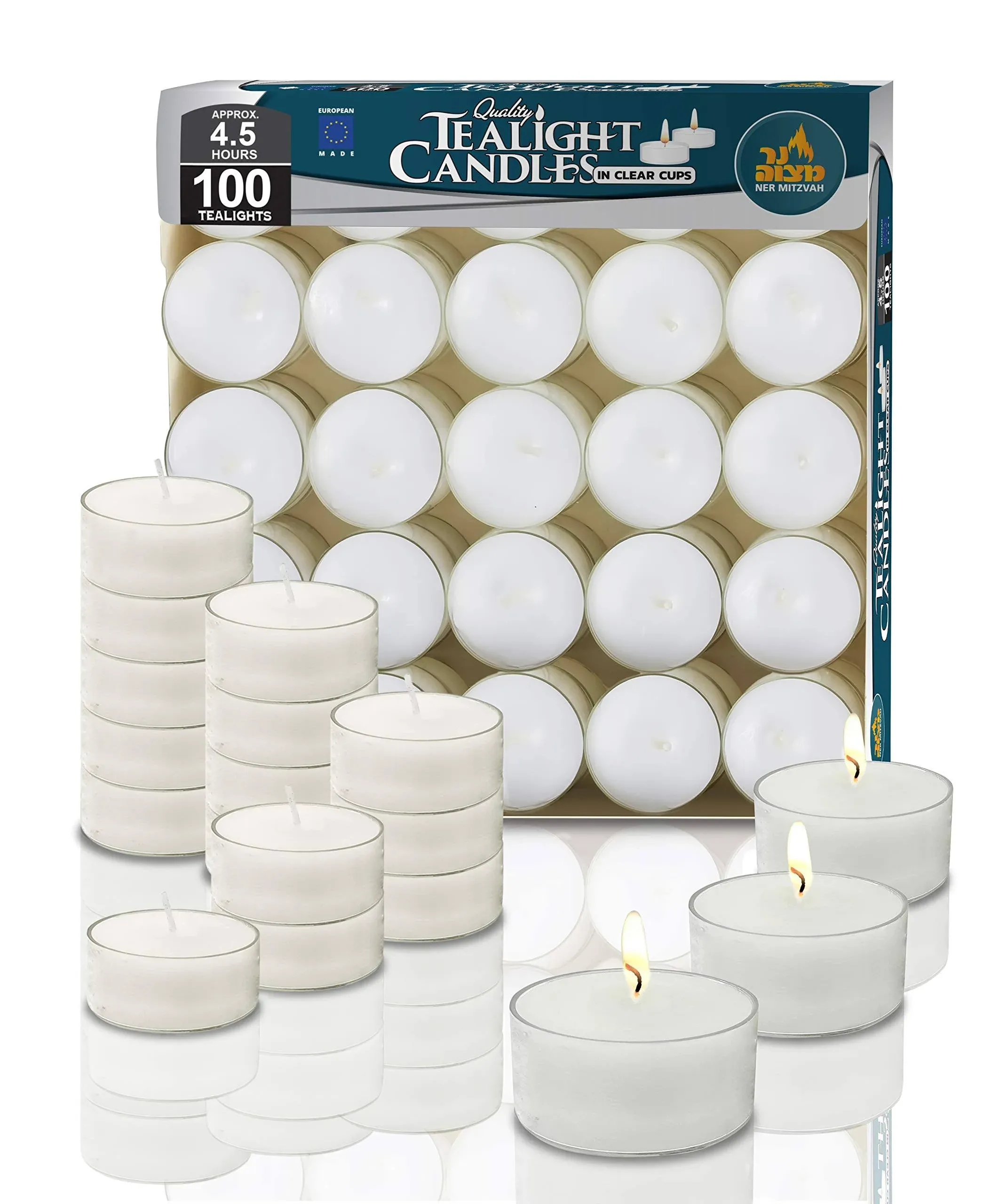 Tea Light Candles - 100 Bulk Pack - White Unscented Tealight Candles in Clear...