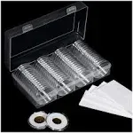 FRIMOONY 41mm Coin Capsules, with Foam Gasket and Plastic Storage Box, for Coin Collection