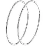 Chic 925 Sterling Silver Big Hoop Earrings Minimalist Round Circle Endless Large Huggie Hoops Statement Earrings 50/60/70/90mm Hypoallergenic Fashion Jewelry Gifts for Women Girls