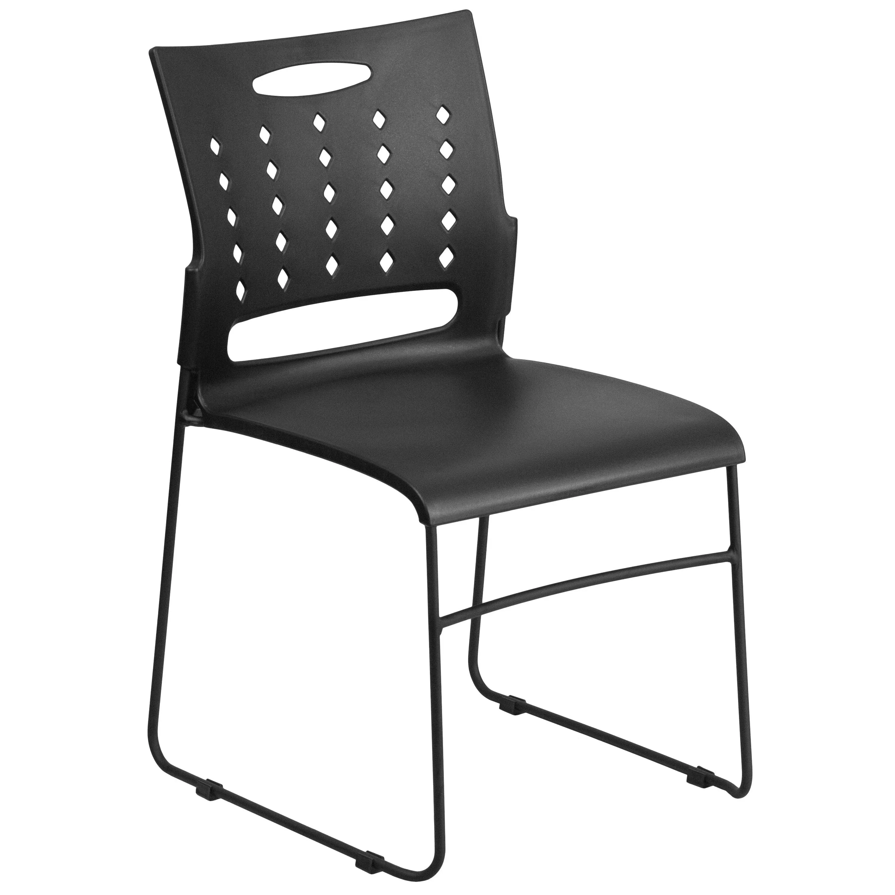 Heavy Duty Sled Base Black Plastic Office Guest Chair - Waiting Room Chair