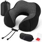 Emgthe Travel Pillow 100% Memory Foam Pillow, Neck Pillow for Airplane, Neck &