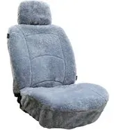 Genuine Sheepskin Seat Cover Lambskin Seat Cover Winter Car Seat Cover Lambs Wool Sheep Skin Fuzzy Seat Cover Shearling Car Accessories Front with Curve Patten (Light Gray Color)