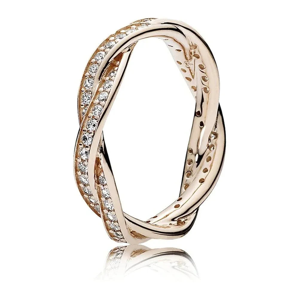 Pandora Rose Sparkling Twisted Lines Ring -54