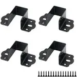 Coshar 4pcs Heavy Duty Bed Rail Fittings Black Bed Frame Brackets Adapter U-Shape, L*W