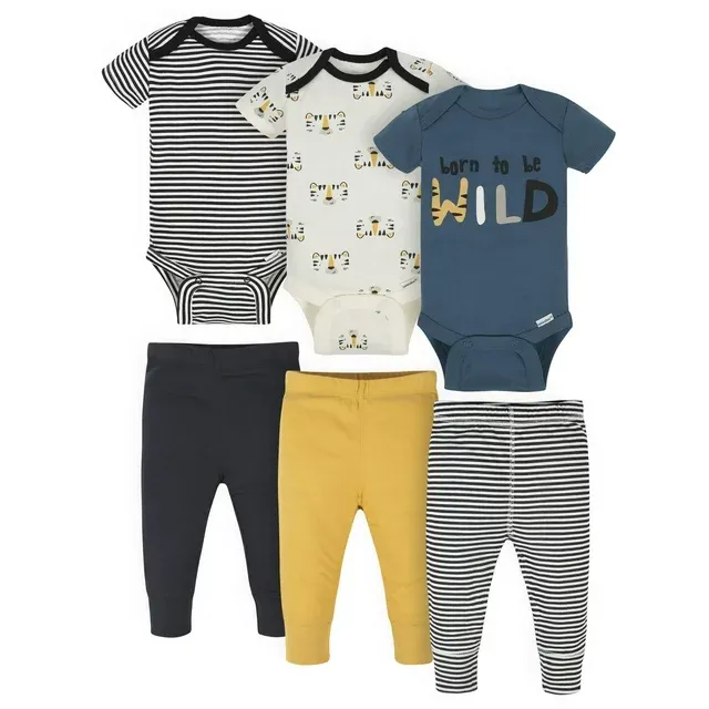 Onesies Brand Baby Boys Bodysuits & Pants Set, 6-Piece Outfit Set, Sizes Newborn - 12 Months