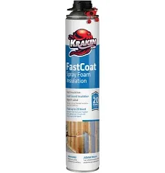 Kraken Bond Fastcoat Spray Foam Insulation | Closed Cell Foam 2 Cans - Cleaner - Spray Gun