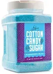 The Candery Cotton Candy Floss Sugar Strawberry Flavor- Reusable Plastic Jars - Easy Pour and Scoop Spout - 48oz 3LB (Raspberry Blue)