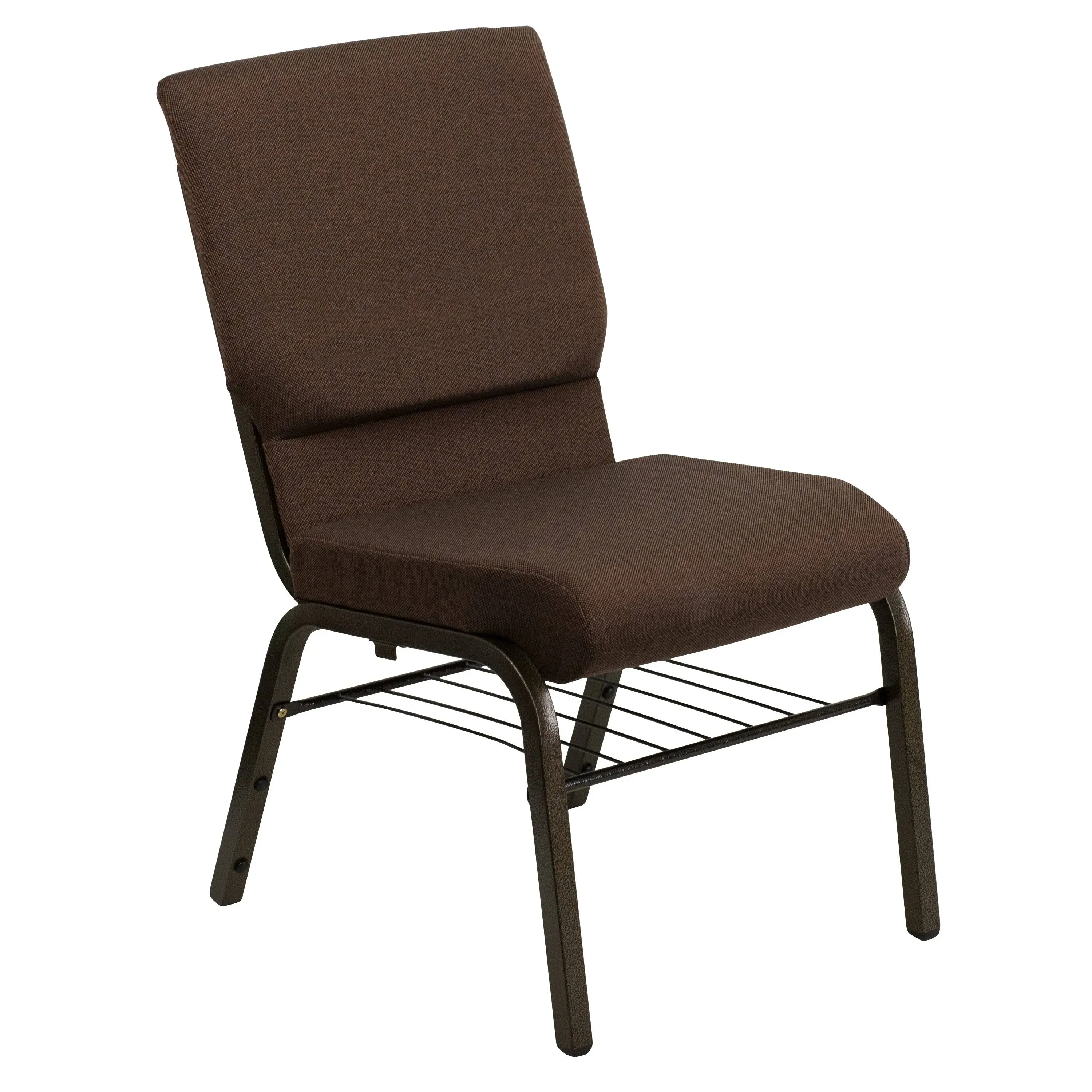 Flash Furniture XU-CH-60096-BN-BAS-GG Brown 19" Width Gold Vein Frame Finish Hercules Series Stacking Church Chair