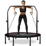 Ravs 48'' inch Black Foldable Mini Fitness Trampoline Rebounder for Kids and Adults with Handle