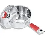 Concord Stainless Steel Saucepan with SIMPLE POUR Vented Glass Lid w/Pouring...