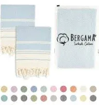 Bergama Turkish Cotton Hand Towels for Bathroom Set of 2 |%100 Cotton