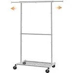 Standard Clothing Rolling Clothes Organizer with Wheels Extendable Chrome