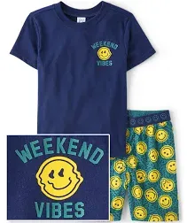 The Children's Place Boys Sleeve Top and Shorts 2 Piece Pajama Set