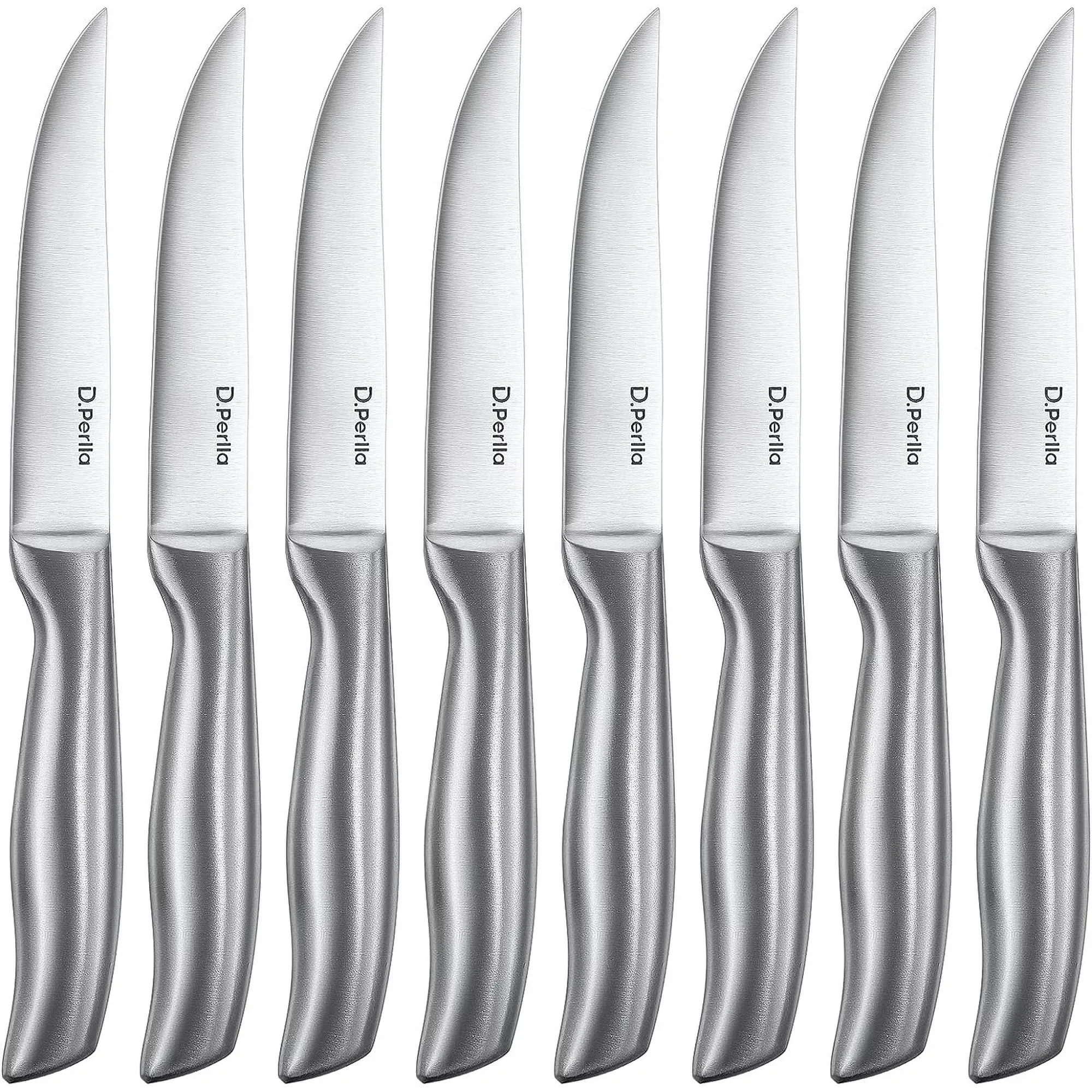 D.Perlla Steak Knives, Non Serrated Stainless Steel Sharp Steak Knife Set of 8 with Gift Box