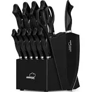 Amorston 15 Pc Kitchen Knife Set w/ Knife Block and Built in Knife Sharpener-NIB