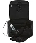 Perry Ellis Men&#039;s Black Hanging Leather Two Bottle Wall Hook Shave Kit Bag