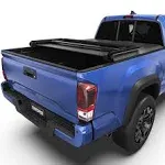 oEdRo Soft Tri-fold Truck Bed Tonneau Cover Compatible with 2016-2023 Toyota Tacoma with 5ft Bed, Fleetside with Track Rail System(Excl. Trail)