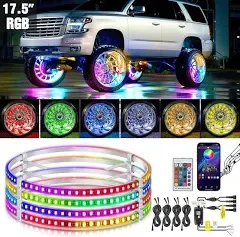 Nilight 17.5 Inch LED Wheel Ring Lights Single Row RGB APP Remote Control 4Pcs