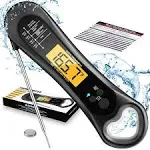 Instant Read Meat Thermometer for Cooking, Fast & Precise Digital Food Thermometer with Backlight, Magnet, Calibration, and Foldable Probe for Deep Fry, BBQ, Grill, and Roast Turkey,LCD