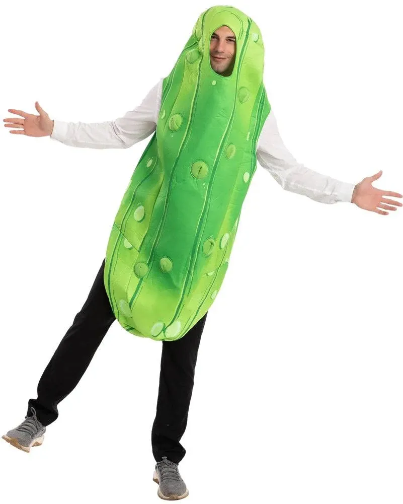 Spooktacular Creations Halloween Pickle Costume Adult, Unisex Food Costume, Funny Costume for Men, Fruit Jumpsuit for Cosplay