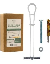 Heavy Duty Zip Tie Toggle Anchor Mounting Kit - Drywall Anchors and Screws - Includes Washers, Bolts, and Custom Drill Bit - Used to Hang Heavy Items Including tv Mount - 1/4"-20x 2 1/2" Bolt 10 Pack