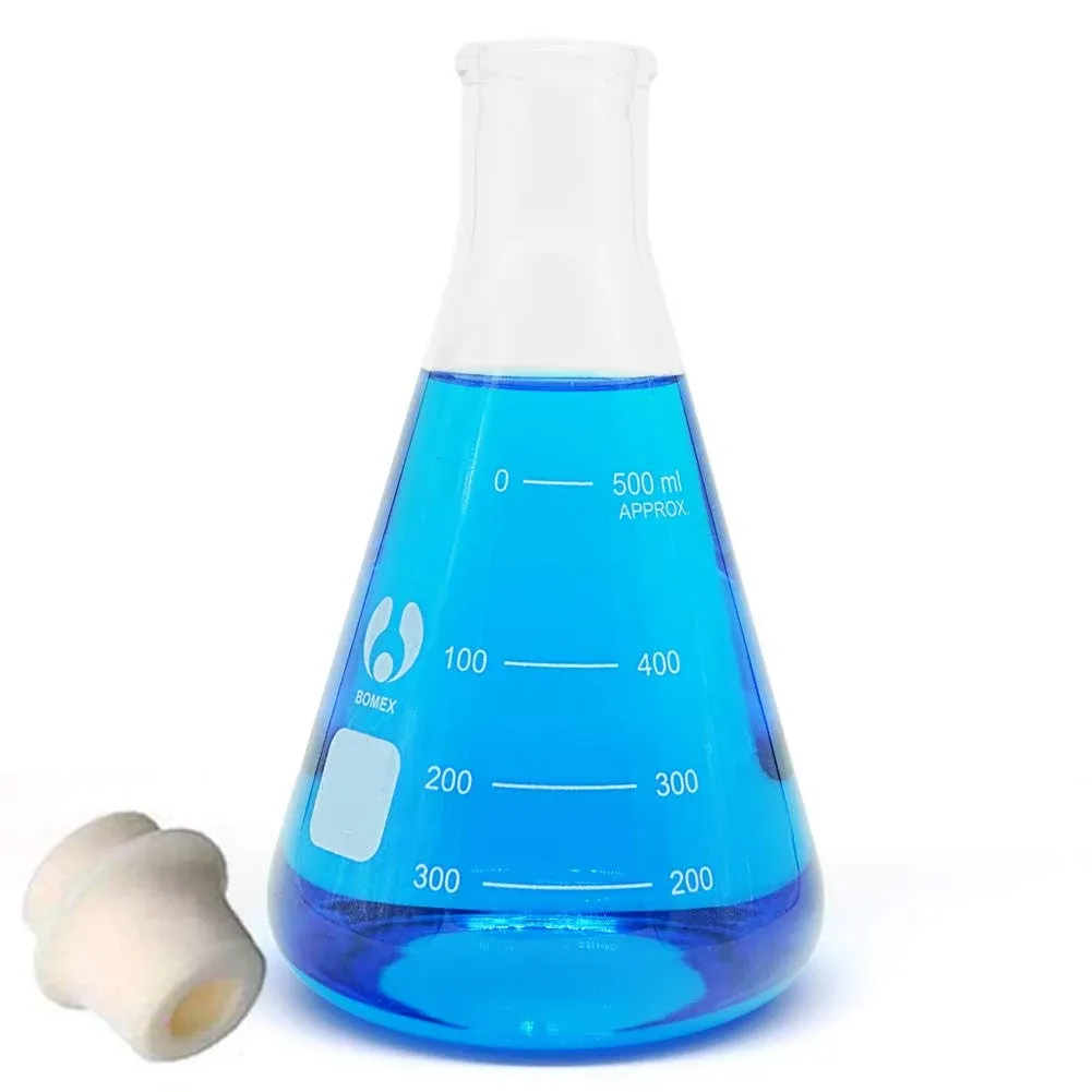 Glass Flask Erlenmeyer Flask Set Narrow Mouth 500ml Graduated Flasks