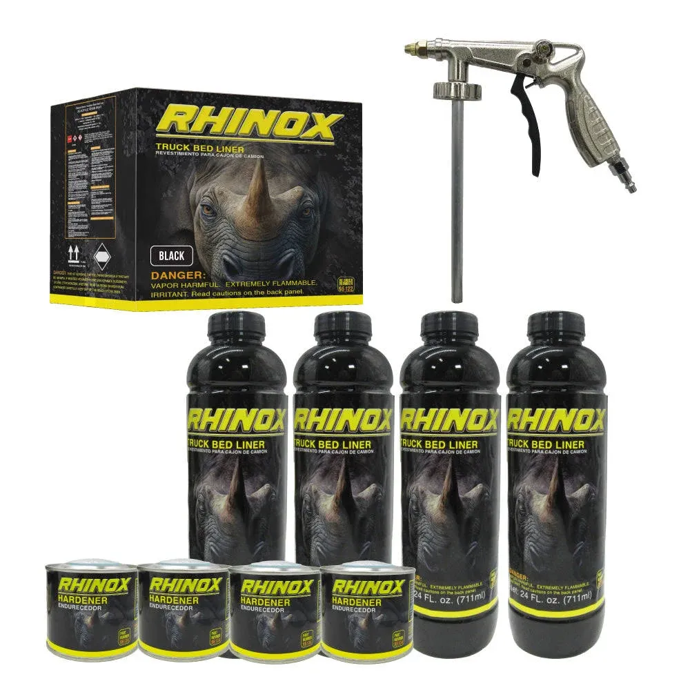 Rhinox Black 1 Gallon Urethane Spray-On Truck Bed Liner Kit