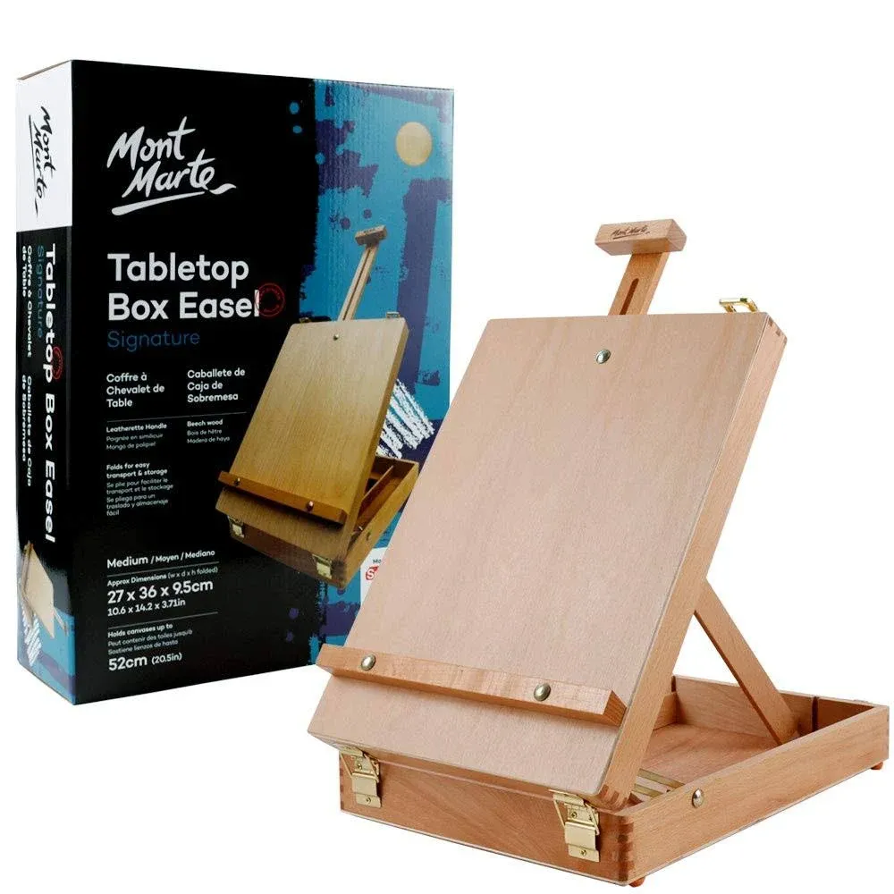 Mont Marte Tabletop Box Easel Medium Beech Wood