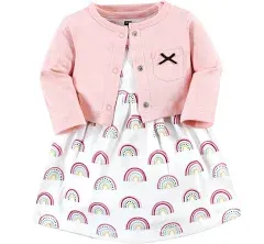 Hudson Baby Baby Girls' Cotton Dress and Cardigan Set