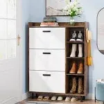 Tribesigns Shoe Cabinet, Flip Drawers Shoe Storage Cabinet for Entryway with 3 Flip Drawers and 5 Shelves, Freestanding Shoes Cabinet for Closet,