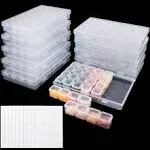 UOONY 280 Slots Diamond Painting Storage Containers Diamond Accessories and Tools Boxes Bead Organizer 28 Grids 10pcs with 400pcs Label Stickers for