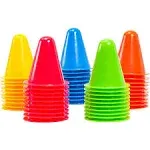 Juvale 50 Pack Mini Cones for Classroom, Traffic Cones, Sports Cones for Soccer, Basketball, Football, Agility, and Footwork Training, Indoor and Outdoor