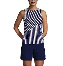 💙💙💙Lands’ End Navy Striped High Neck Modest Tankini Swimsuit Top Size 10💙💙