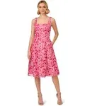 Tonal Lace Sleeveless Midi Dress With Pockets In Electric Pink