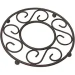 Home Basics Scroll Collection Steel Trivet for Hot Dishes, Pots And Pans, Round Design, For Kitchen & Dinning Table, Bronze