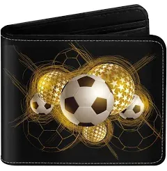 Wallet for Boys Soccer Leather Wallets Credit Id Card Cash Holder Black Rfid Blocking Zipper Cute Cool Funny Aesthetic Wallets With Coin Pocket Id Window Teen Wallets for Boys Teenager Wallet