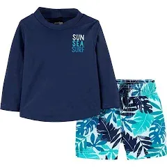 Simple Joys by Carter's Boys' Swimsuit Trunk and Rashguard Set