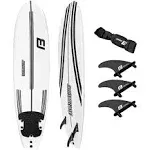 Flowboard Surfboard Softboard Foam 6 and 7 and 8' - Includes (3) Fins 6 Foot Long Leash and (2) Wood Stringers - Kids & Adults - Beginner to Intermedi