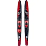 HO Sports Excel Combo Waterskis with Adjustable Horseshoe, Rear Toe Set Bindings,140 lbs +, Max Speed 26 mph, Red/Black