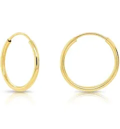 14k Yellow Gold Endless Hoop Earrings, 14k Gold Thin Hoop Earrings, Cartilage Earrings, Helix Earring, Nose Hoop, Tragus Earring