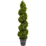 Nearly Natural Boxwood Spiral Topiary with Planter