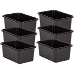 Teacher Created Resources Black Small Plastic Storage Bin, Pack of 6