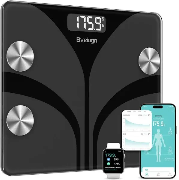 Scale for Body Weight, Bveiugn Digital Bathroom Smart Scale LED Display-SH