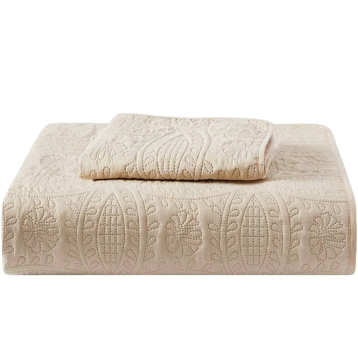 Mellanni Bedspread Coverlet Set Beige - Bedding Cover - Oversized Quilt Set, 2 Piece, Twin / Twin XL, Beige