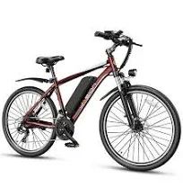 Jasion EB-X 26" Electric Bike for Adults, [Peak 850W Brushless Motor][21 Speed Gear] 25MPH 55 Miles Ebike, 450Wh Removable Battery Electric Mountain Bike, Commuting E Bike with Fork Suspension