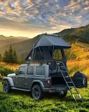 Naturnest Hard Shell Rooftop Tent, WIILAYOK Pop Up Roof Top Tent with Mattress, Storage, LED Strip, Ladder, Nature Nest Waterproof Car Tent for Jeep, SUV, Pickup Truck,Van, Outdoor Camping